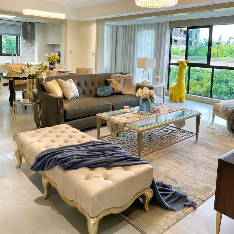 American light luxury sofa combination horizontal hall living room fashion sofa small apartment simple French model room high-end furniture