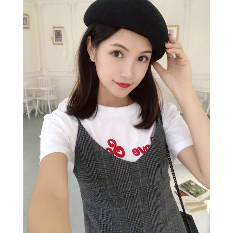 周小熊BEARUN短袖t恤女2017新款韩范宽松百搭学生纯棉上衣打底衫