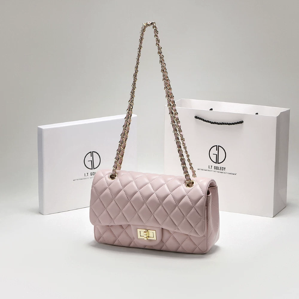 Поясная сумка на одно плечо с фиолетовым цветом и узором из diamonds, стиль Chanel, натуральная кожа, сумка на цепочке