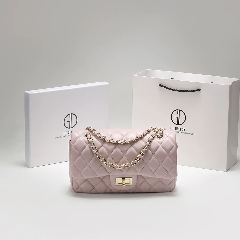 Поясная сумка на одно плечо с фиолетовым цветом и узором из diamonds, стиль Chanel, натуральная кожа, сумка на цепочке