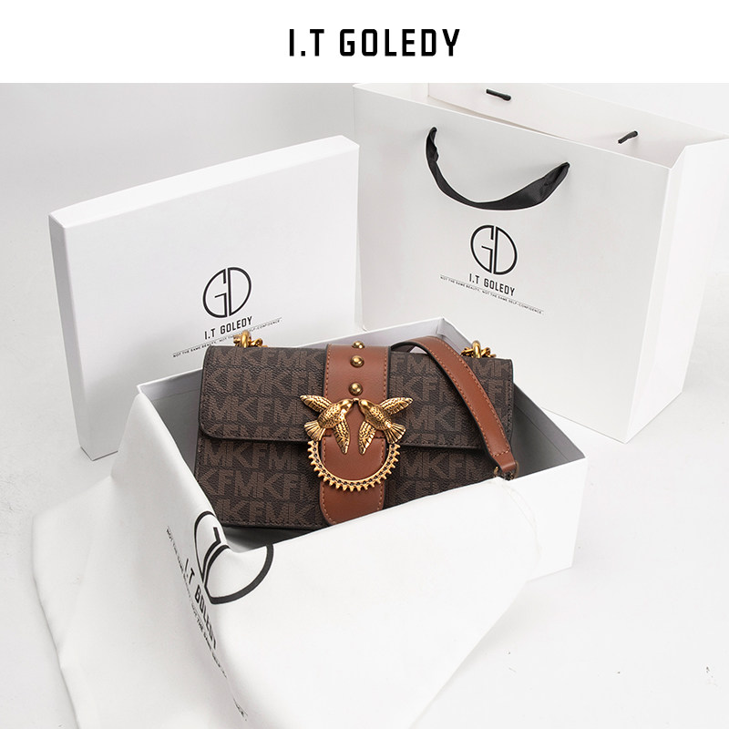 Hong Kong IT GDDLEDY bag female 2021 new fashion leather swallow bag female messenger chain bag