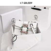  Hong Kong IT GDLEDY leather bacchus bag female 2021 new high-end niche small square bag messenger tide