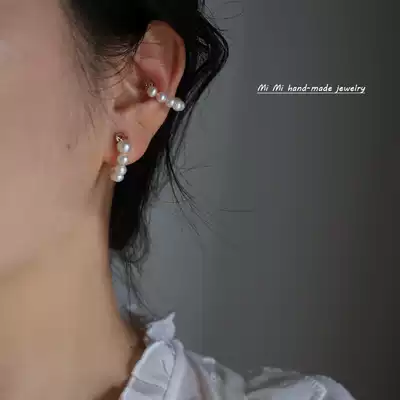 MIMI imported 14K gold injection hand-made design natural freshwater pearl magnetic buckle ear clip Japanese and Korean