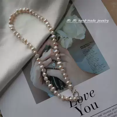 Baroque natural shaped pearl imported 14K gold choker necklace choker small red book net red