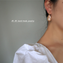 MIMI natural baroque fishtail shaped pearl earrings earrings simple atmosphere sterling silver earrings large particles