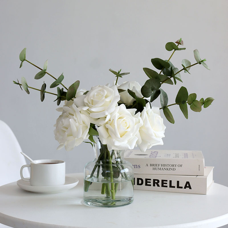Han Style Fresh white Fake Flowers Simulation Bouquet Furnishing Upscale 2020 New Moisturizing Rose Flower Desktop Makeup Table
