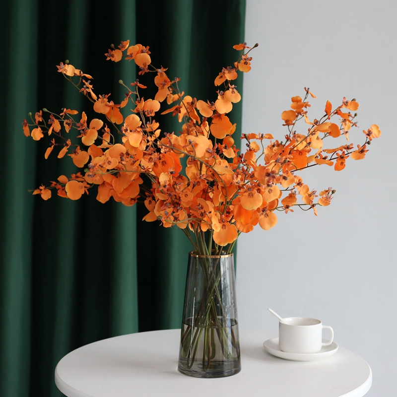 Light luxury dining table flower orange dancing orchid simulation flower high-quality simple living room fake flower decoration decoration oncidium