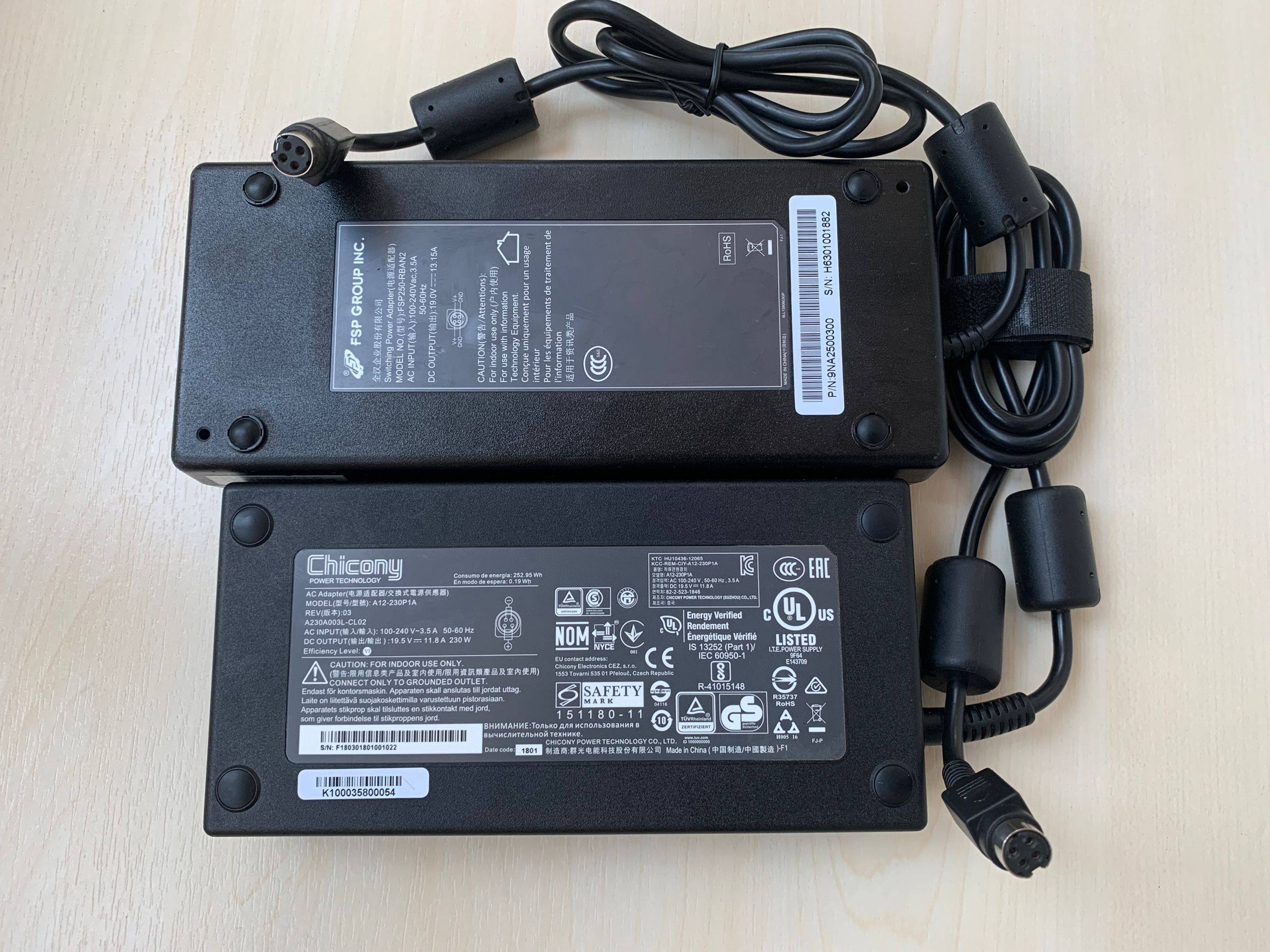 Chicony Group Light A12-230P1A Notebook Charger Power Adapter Cable 230W 19 5V11 8A