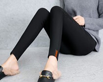 2020 Spring and Autumn New plus velvet padded leggings with small feet pencil trousers tight black thin womens pants