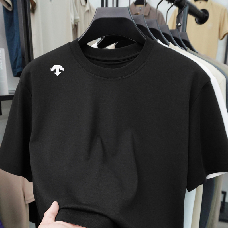 New Model from the Outlet: Light Luxury Round-Neck Short-Sleeve T-Shirt for Men, Summer Versatile Cotton Breathable Casual Top, Base Shirt