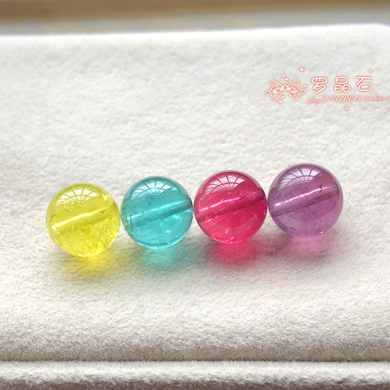 Natural 10mm 10.5mm Pink Tourmaline, Purple, Canary Yellow Tourmaline Single Beads Loose Beads DIY Bracelet Upgrade Beads