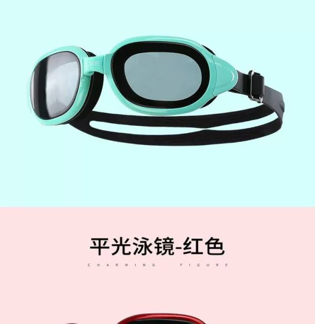 Zoke / 洲 克 Unisex Thời trang khung lớn và thoải mái Kính bơi phẳng Kính bơi thể thao - Goggles