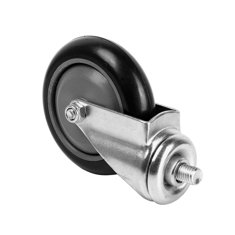 Force Woo Wood 4 Inch Single Axle Load Bearing Supermarket Cart Caster PU Polyurethane Trolleys Universal Wheels Direct