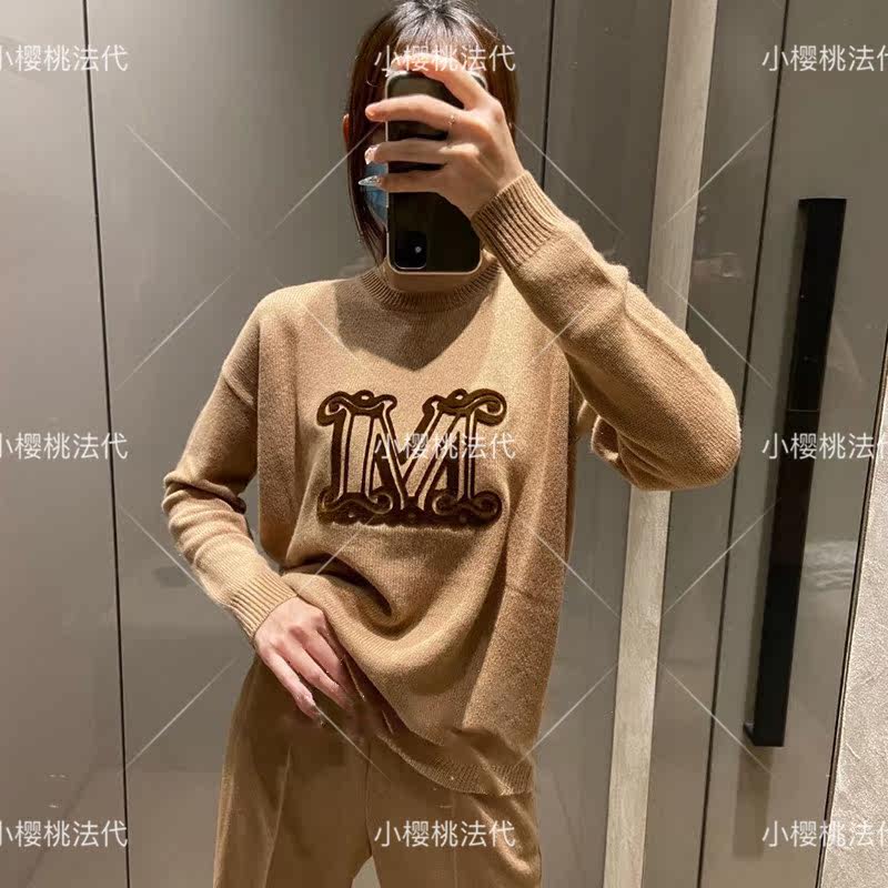 Cherry France Max mara 21 new GIOSTRA cashmere sweater jacket head knit front M letter blouse