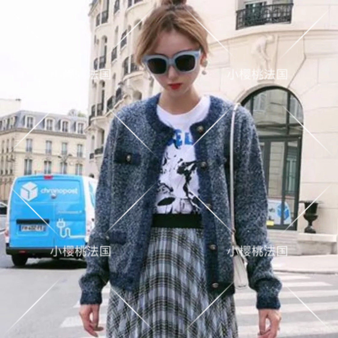 Cherry French MAJE 19 autumn and winter small fragrant wind bright leather thick knitted cardigan MFPCA00087 MISSION