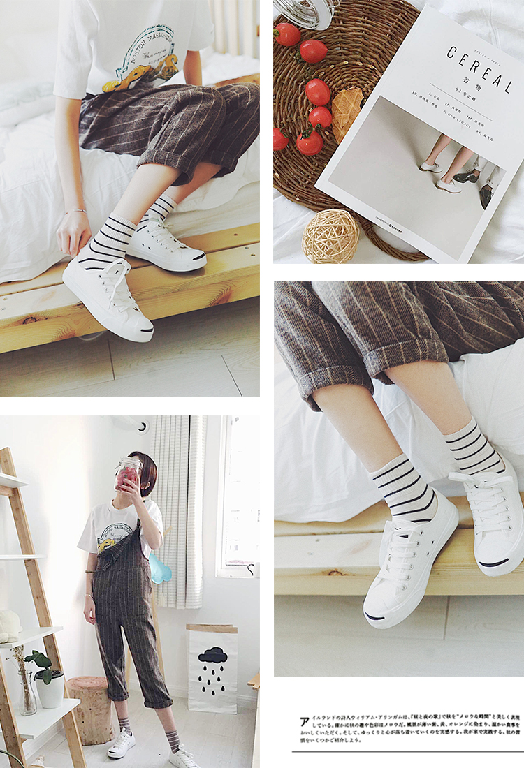 Mùa xuân và mùa hè Phiên bản Hàn Quốc của vớ nữ ống sọc tốt retro thoải mái đơn giản cao Luokou xu hướng vớ nữ ống ngắn vớ gấu