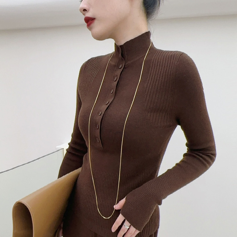 Half-Collar Long-Sleeve Wool Sweater Stylish Knit Half-Cardigan for Women 2024 Autumn and Winter New Pullover Base Shirt Top Half-Collar Long-Sleeve Wool Sweater Stylish Knit Half-Cardigan for Women 2024 Autumn and Winter New Pullover Base Shirt Top