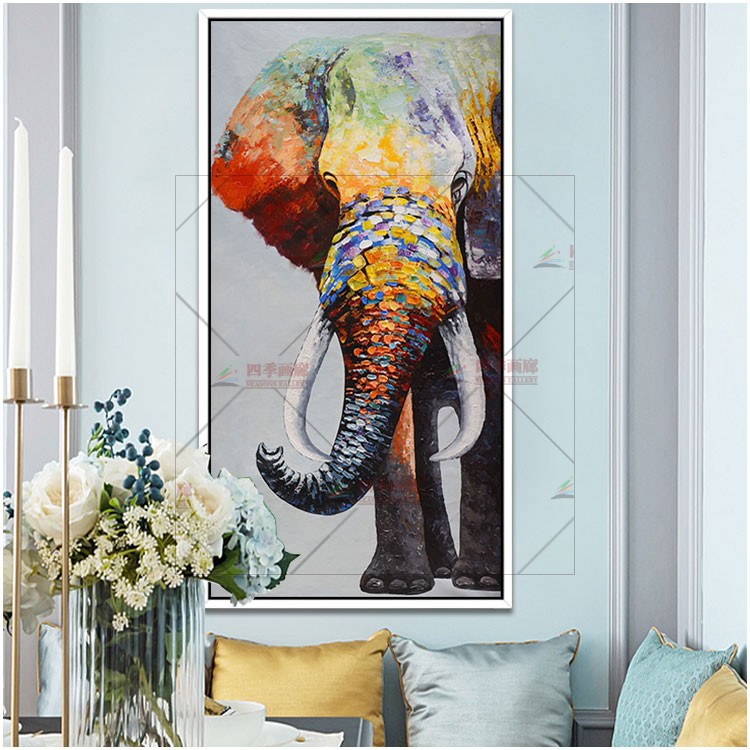 Southeast Asia Thai Africa mother and child love Elephant Modern European Retro villa entrance corridor Decoration Printed wall oil painting