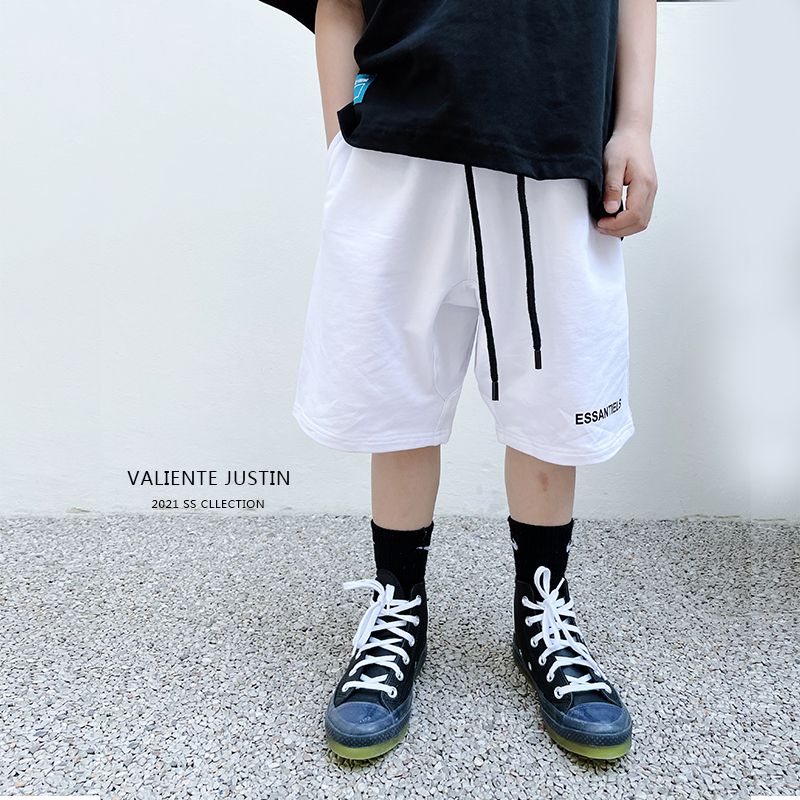 JUSTIN Children's Summer Cotton Texture Soft Sweatshirt Shorts Boys' Foreign Atmosphere Street Dance Loose Korean Version Tide Brand Sweatshirts