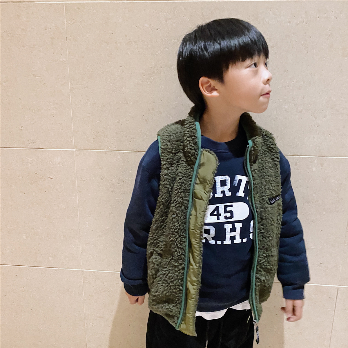 JUSTIN children's winter clothing new Japanese lamb wool turtleneck bottoming vest boys practical warm fleece vest