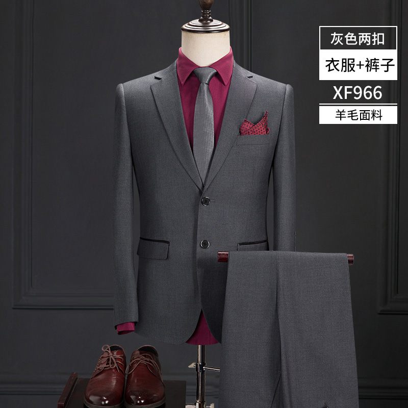 Suit phù hợp với nam giới ba mảnh phù hợp với len thân Hàn Quốc phiên bản chuyên nghiệp kinh doanh đầm đầm chú rể cưới mùa thu