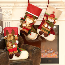 New Christmas big socks gift bags Christmas decorations linen Christmas socks gift candy socks