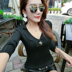 Mùa thu đông mới thời trang áo len cổ chữ V gợi cảm của phụ nữ đầu dài tay Slim hoang dã chạm đáy áo len co giãn khoác len Áo len cổ chữ V