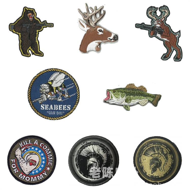 Spot US GC Bass fish arms Chapter Spartan Morale Badge Seabee Magic Stick Deer Bear Cold War