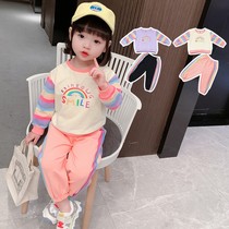 Female babys new foreign air trendy suit 2021 Girls Han edition Clothing Spring Clothing Children Spring Autumn Season Two Sets Ebb