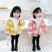 Girls new autumn and winter jacket 2021 Korean version 1 baby girl 2 years old foreign style 3 plus velvet thickened 4 winter coat