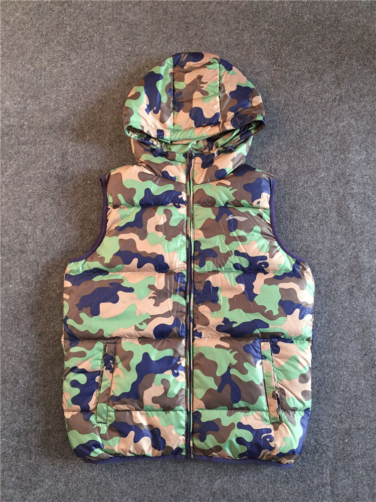 Spot counter Li Ningzi camouflage down vest white duck down sports hooded vest AMRK061-1