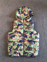 Spot counter Li Ningzi camouflage down vest white duck down sports hooded vest AMRK061-1