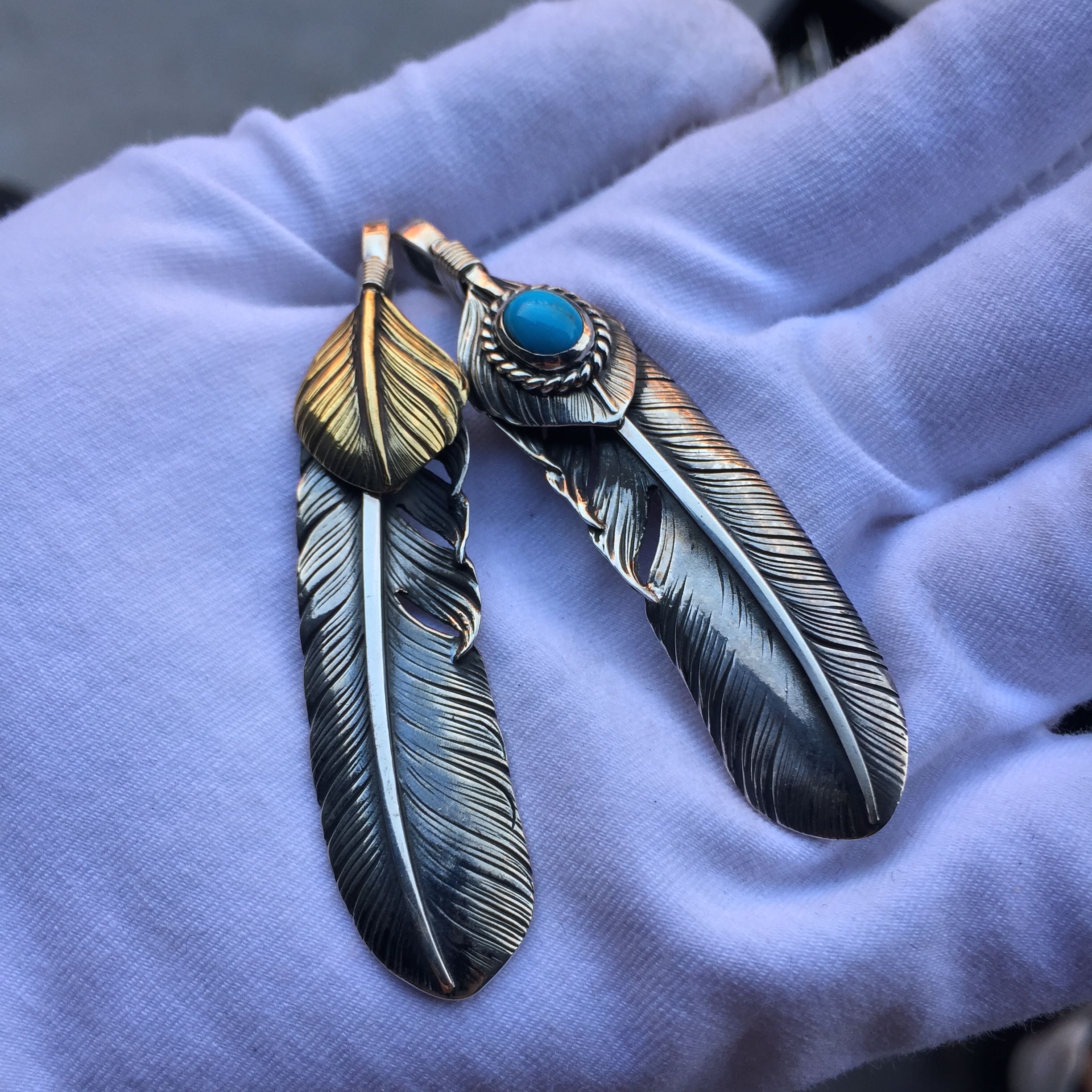 ハンドメイド高橋五郎925シルバーペンダントフェザーネックレス男女兼用高橋セイコースーツロックアクセサリーネックレストレンド