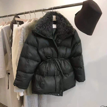 MIUSU anti-season clearance winter Lamb hair collar black Korean version 90 white duck down jacket women