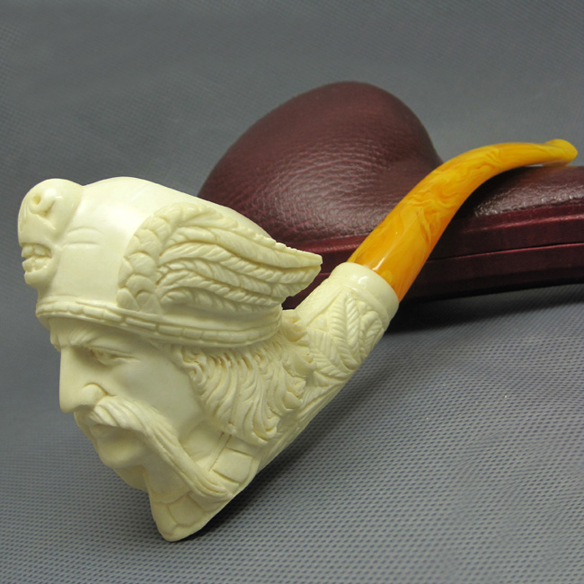 Rubinski LUBINSKI pure hand-made original stone carved large figure of Turkish sea bubble pipe