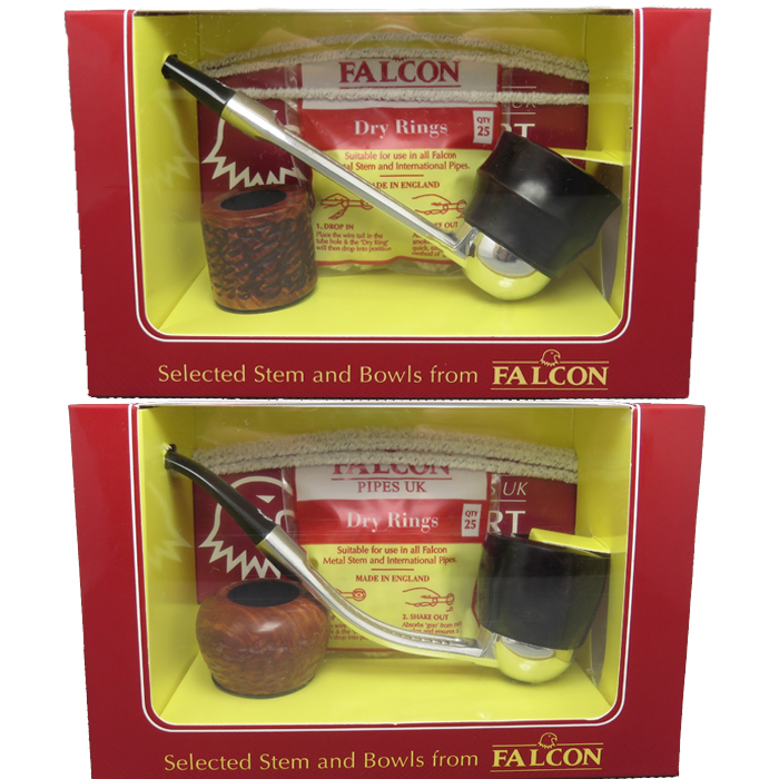 オリジナルブリティッシュファルコンブライアーウッドパイプ 3mmアルミロッド冷却システム オールドベンドストレートダブルボウルセット