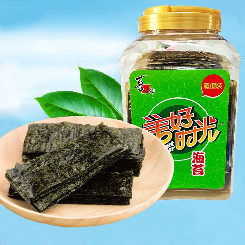 Good time seaweed barrel affordable canned original flavor 75g Ready-to-eat children's snacks Haitai Xizhilang Food
