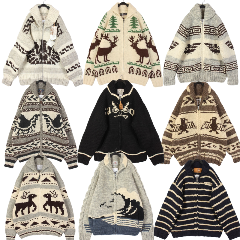 Vintage Sweater, Nordic Canadian Handmade, Super Thick Retro Reindeer Cardigan Sweater Coat, Thick Yarn, Unisex