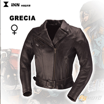 Swiss IXS GRECIA womens calfskin retro motorcycle jacket built-in protective gear
