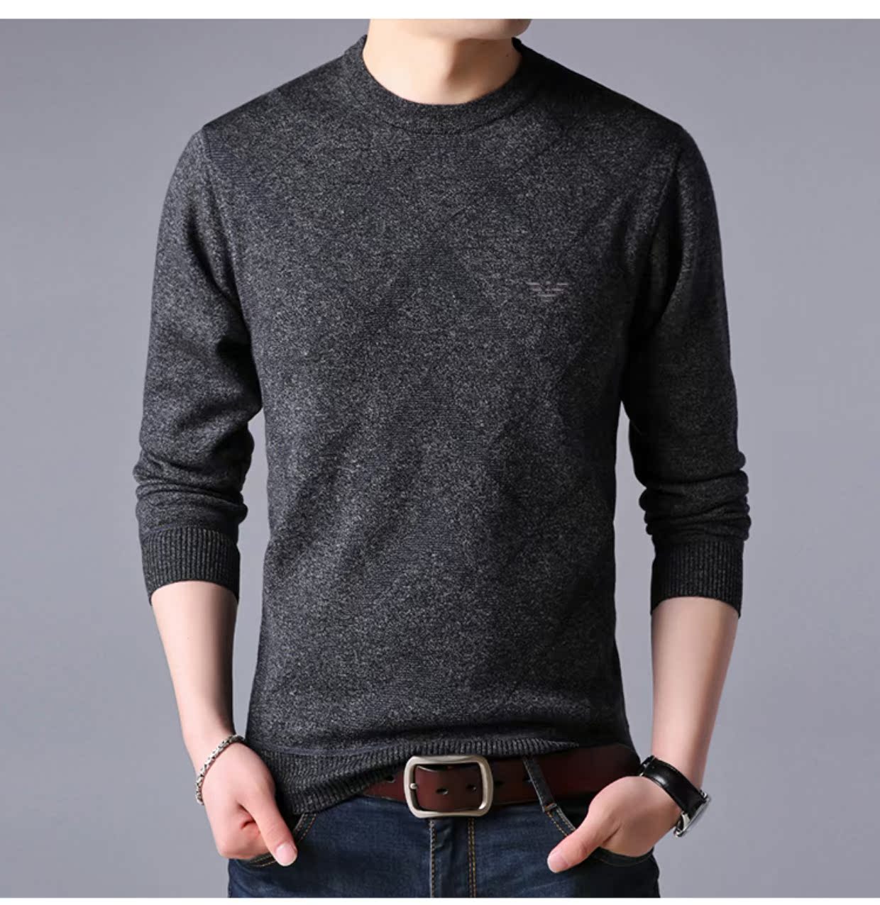 Mẫu áo thu đông mới cộng với áo len nhung dày trung niên áo len cổ tròn lỏng lẻo Áo len cashmere của Armenia áo t shirt