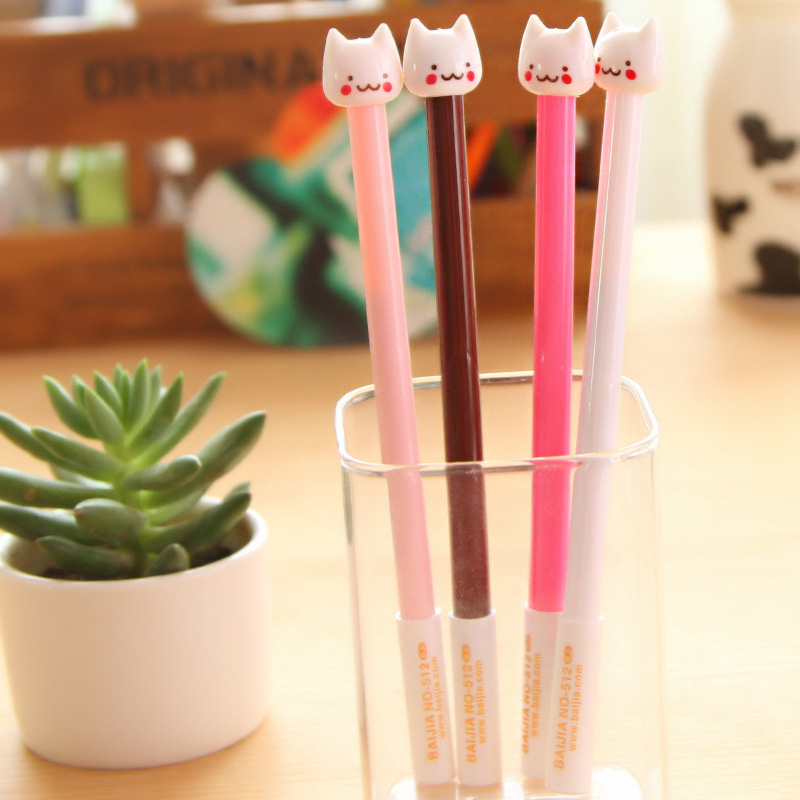 Creative Stationery Cute Cartoon Fashion Cute Cat Plastic Writing Middle Sex Pen Office Water Pen Student Prize 