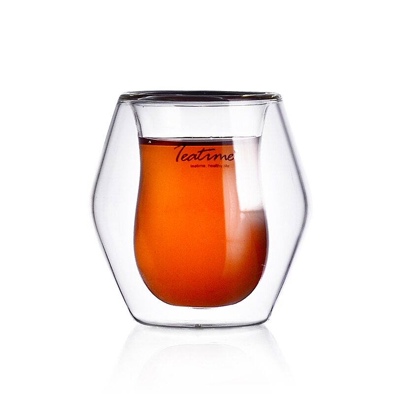 t time tea set, mocha teacup, double-layer heat-resistant glass artificial blown product teacup, heat-insulated kung fu teacup