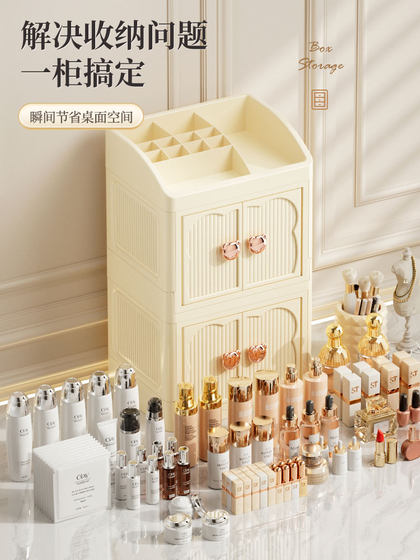 Cosmetics Storage Box, Desktop Dust-Proof Skin Care Product Storage Shelf, Large-Capacity Desk Dressing Table Organizer Box