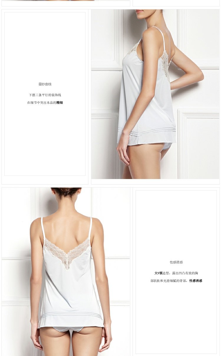 Đêm quyến rũ của đêm giao thừa ren cổ chữ V nữ gợi cảm áo yếm nữ đồ ngủ tại nhà - Áo vest áo nâng ngực