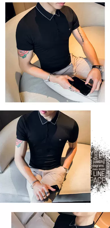 Mùa hè nam Hàn Quốc Slim nam nhỏ ô ngắn tay áo sơ mi polo Anh doanh nhân nam áo thun giản dị - Polo shop bán áo thun nam có cổ