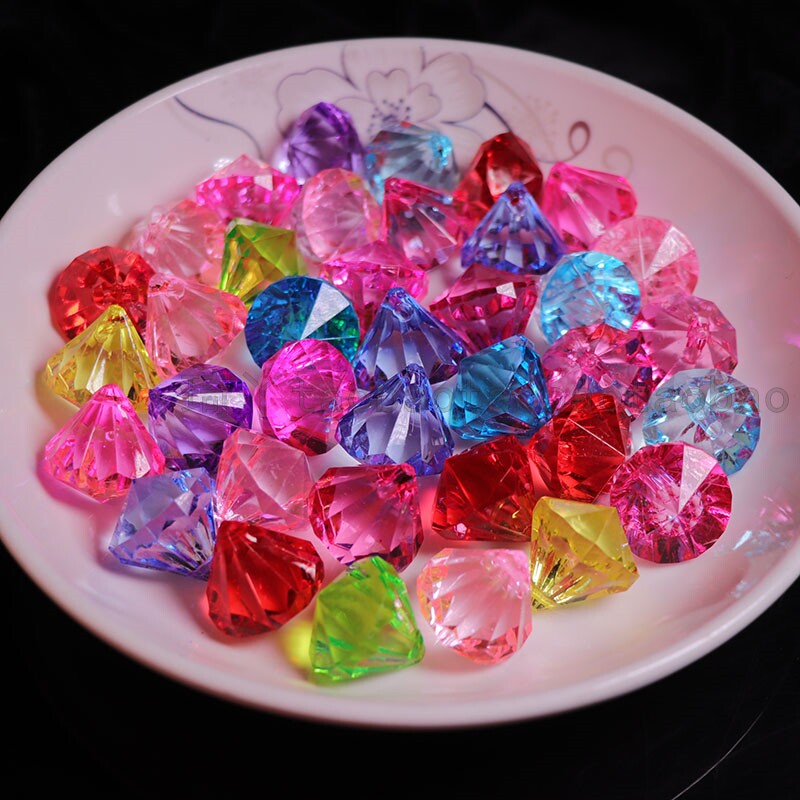 Imitation crystal acrylic plastic gemstone toy diamond children dig sugar machine grab doll machine necklace pendant 1 pound pack
