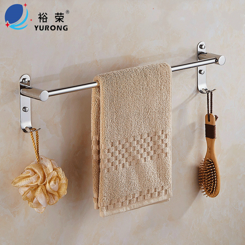 304 stainless steel bathroom towel hanging pole free of punch single double-pole dressing room cool hanging towel wash face towel rack 60 long