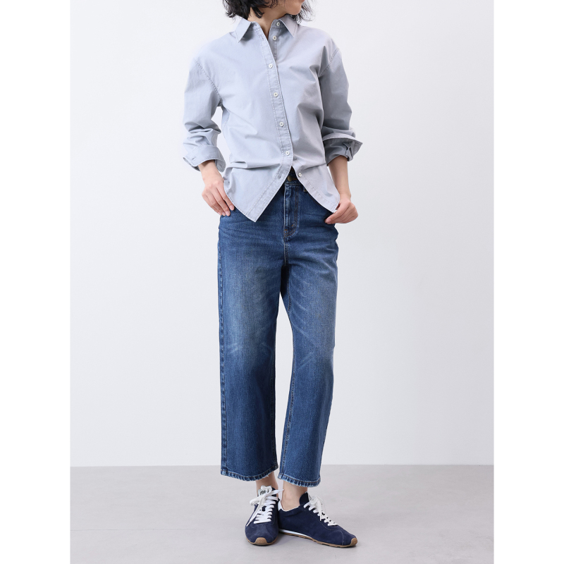 Davidsusan Spring and Autumn New Classic Retro Nine-Point Jeans for Women Wide-Leg Relaxed Denim Casual Pants