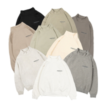 FOG Fear of God essentials double line LOGO loose shoulder half high collar plus velvet sweater men