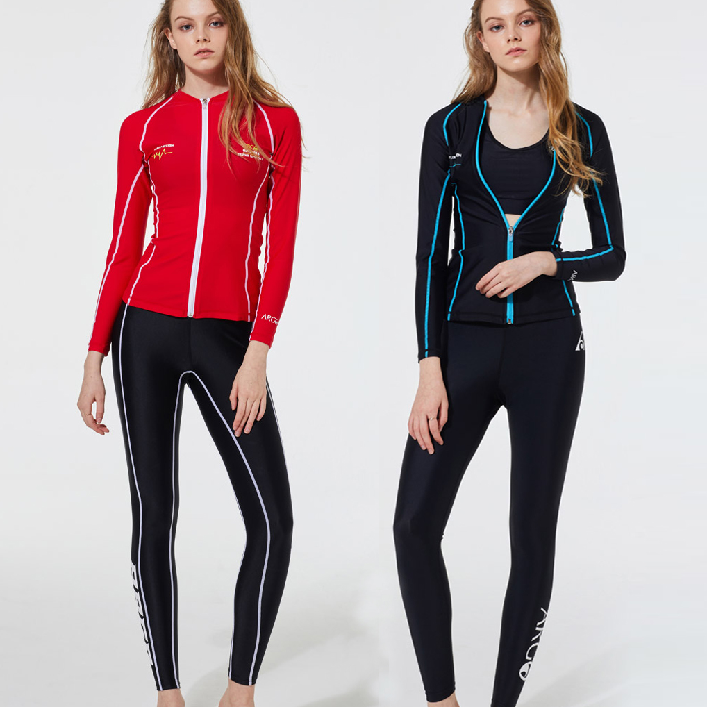South Korea ARGO sun-proof swimsuit female long sleeve three pieces of bubble split split split split split sanya